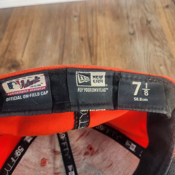 Miami Marlins New Era 59fifty Fitted Sz 7 1/8 Hat Cap Orange Baseball On-Field - Picture 11 of 11